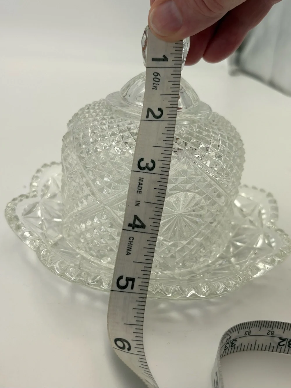 Vintage Fostoria Avon Clear Glass Ornate Domed Butter or Cheese Dish